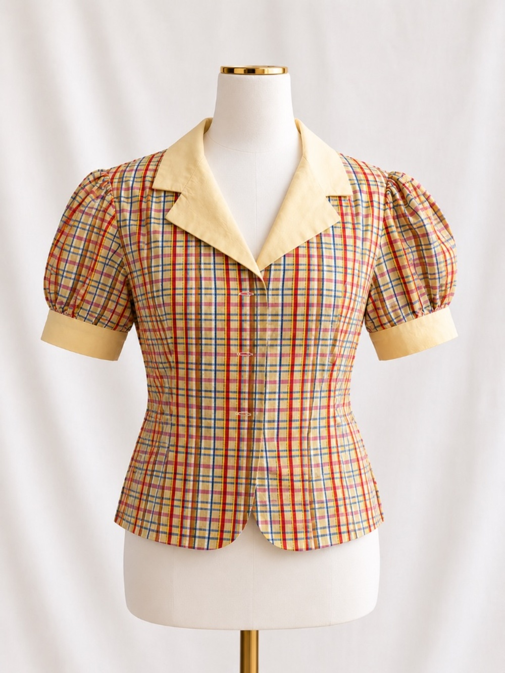 One-of-a-Kind Custom Tailored '50s Retro Plaid Blouse-Jacket (Fits modern SZ 2)